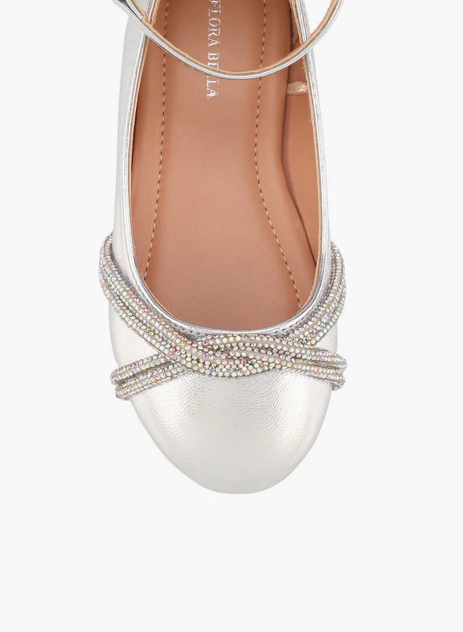 Flora Bella By Shoexpress Girls Embellished Hook & Loop Shoes Ramadan Collection